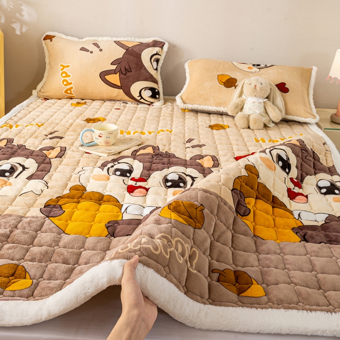 91家纺网 家纺一手货源 找家纺 梦初语 2025新款冬季珊瑚绒牛奶绒加厚床护垫褥子软垫学生宿舍-直播爆款（200克夹棉加厚款） 顽皮鼠