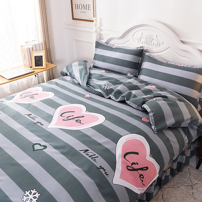 91家纺网 家纺一手货源 找家纺 笠裙家纺 2025新款A类水洗棉韩版S边花边印花床裙四件套 生活