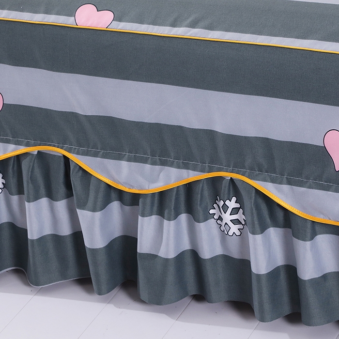 91家纺网 家纺一手货源 找家纺 笠裙家纺 2025新款A类水洗棉韩版S边花边印花床裙四件套 生活