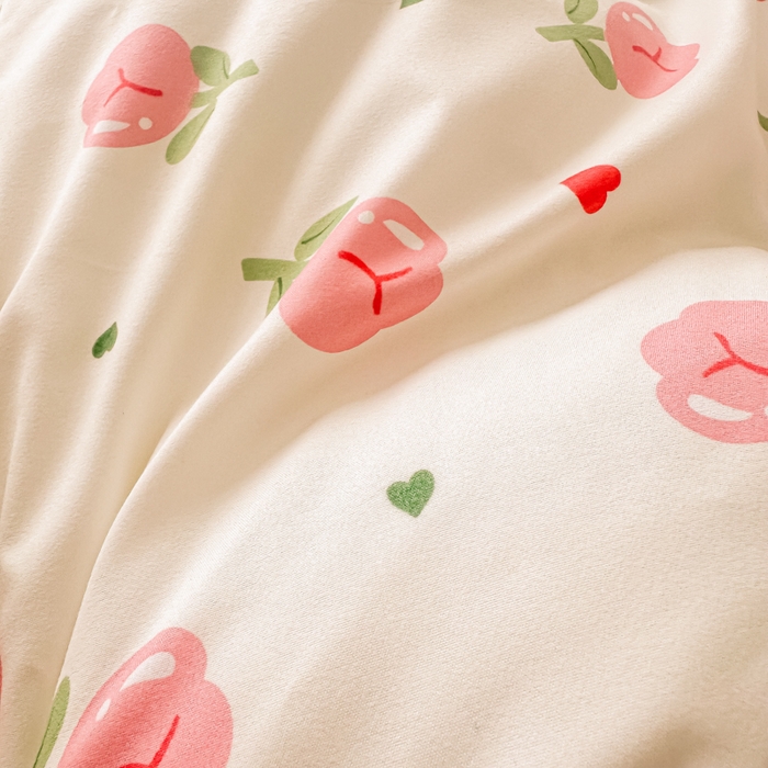 91家纺网 家纺一手货源 找家纺 笠裙家纺 2025新款A类水洗棉韩版S边花边印花床裙四件套 小兔