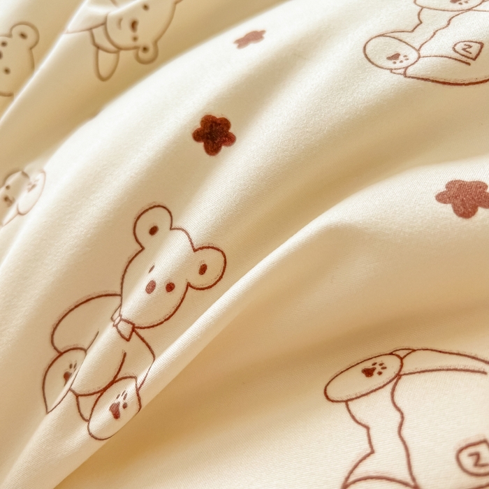 91家纺网 家纺一手货源 找家纺 笠裙家纺 2025新款A类水洗棉韩版S边花边印花床裙四件套 小熊