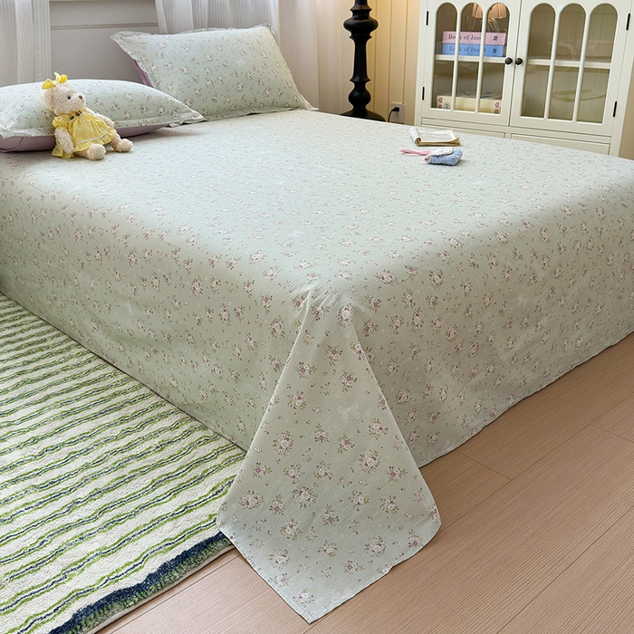 91家纺网 家纺一手货源 找家纺 拾物记 2025新款A类12868全棉纯棉单床单床单单件-提供买家秀和质检报告 浅夏雏菊-绿