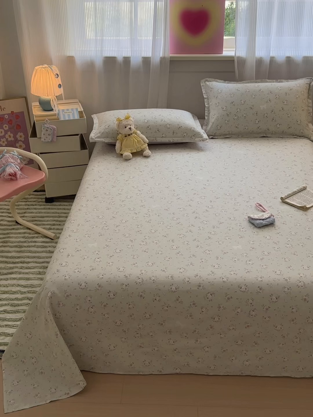 91家纺网 家纺一手货源 找家纺 拾物记 2025新款A类12868全棉纯棉单床单床单单件-提供买家秀和质检报告 浅夏雏菊-绿