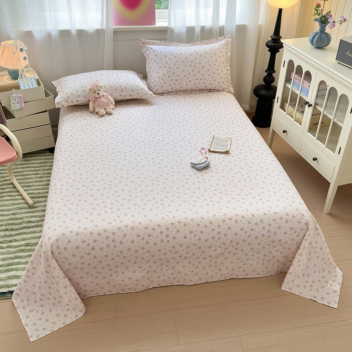 91家纺网 家纺一手货源 找家纺 拾物记 2025新款A类12868全棉纯棉单床单床单单件-提供买家秀和质检报告 疏影梦境-粉