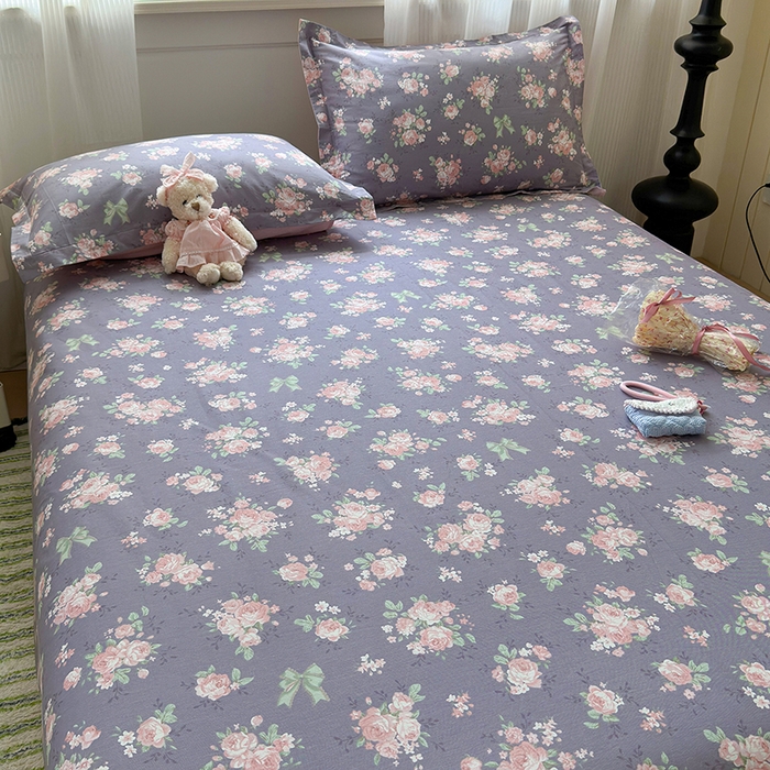 91家纺网 家纺一手货源 找家纺 拾物记 2025新款A类12868全棉纯棉单床单床单单件-提供买家秀和质检报告 幸福花儿-紫
