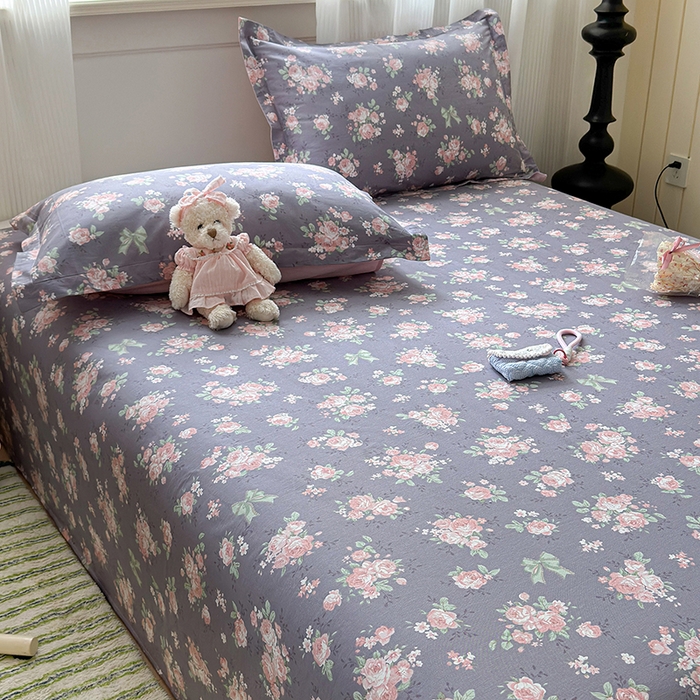 91家纺网 家纺一手货源 找家纺 拾物记 2025新款A类12868全棉纯棉单床单床单单件-提供买家秀和质检报告 幸福花儿-紫