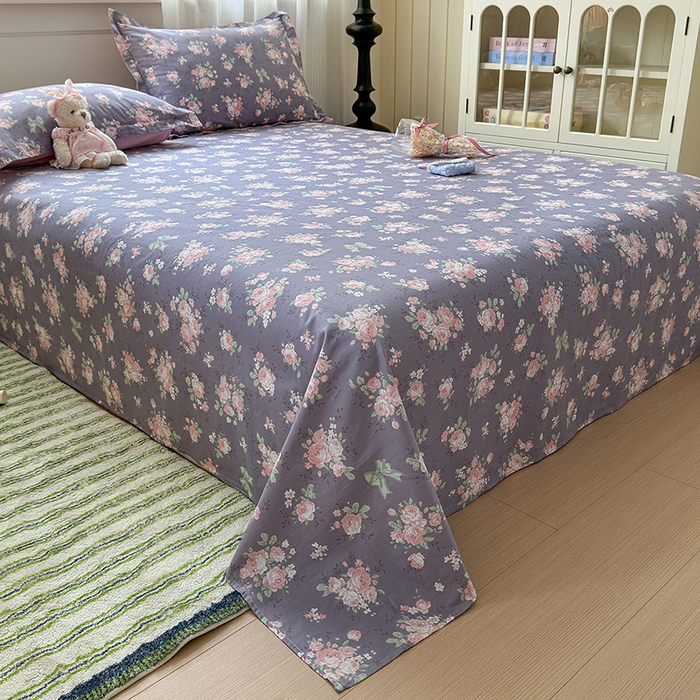 91家纺网 家纺一手货源 找家纺 拾物记 2025新款A类12868全棉纯棉单床单床单单件-提供买家秀和质检报告 幸福花儿-紫