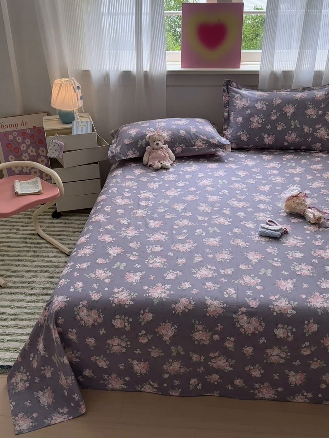 91家纺网 家纺一手货源 找家纺 拾物记 2025新款A类12868全棉纯棉单床单床单单件-提供买家秀和质检报告 幸福花儿-紫