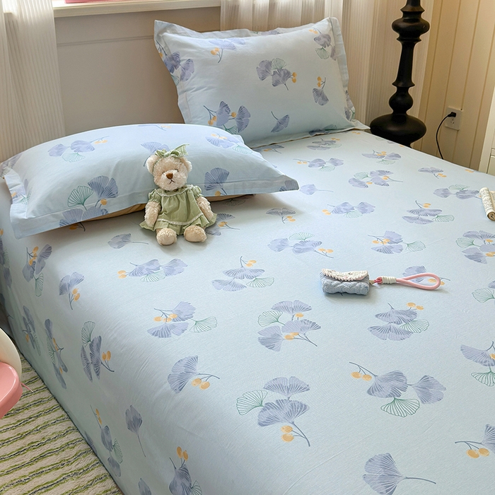 91家纺网 家纺一手货源 找家纺 拾物记 2025新款A类12868全棉纯棉单床单床单单件-提供买家秀和质检报告 银杏叶