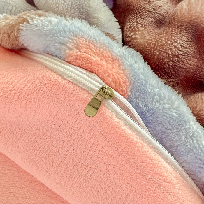 91家纺网 家纺一手货源 找家纺 梦纤绒 2025新款保暖舒适亲肤泡泡绒四件套 小花世界灰棕底-浅粉