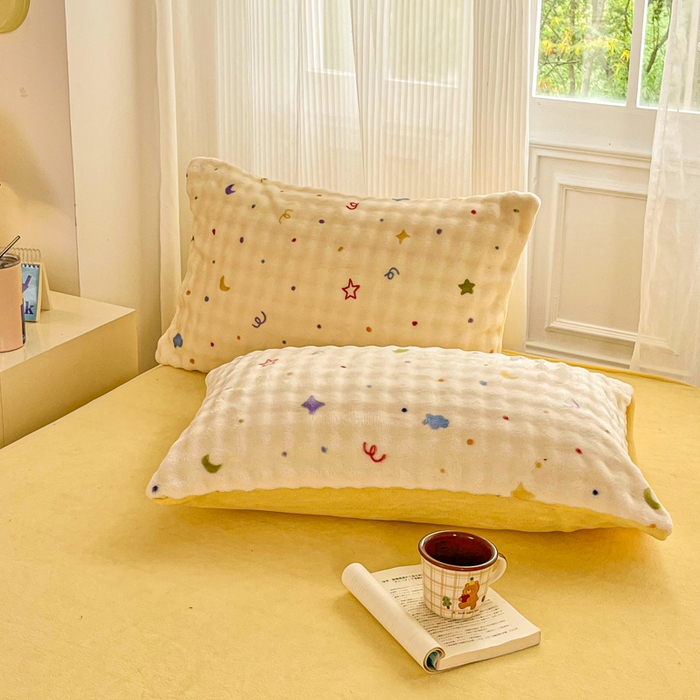 91家纺网 家纺一手货源 找家纺 梦纤绒 2025新款保暖舒适亲肤泡泡绒四件套 星月传奇