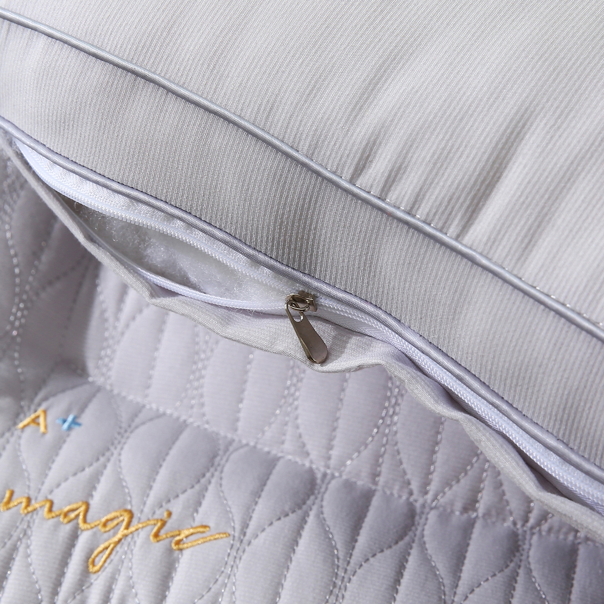 91家纺网 家纺一手货源 找家纺 宇诺家纺 2025新款步步高升枕头枕芯 星灰