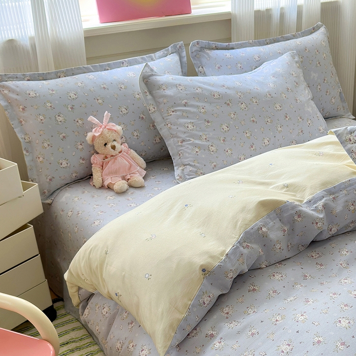 91家纺网 家纺一手货源 找家纺 拾物记 2025新款A类12868全棉纯棉单枕套枕套单件-提供买家秀和质检报告 浅夏雏菊-灰