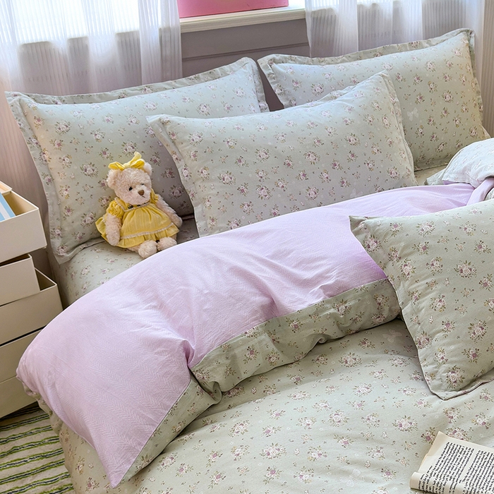 91家纺网 家纺一手货源 找家纺 拾物记 2025新款A类12868全棉纯棉单枕套枕套单件-提供买家秀和质检报告 浅夏雏菊-绿