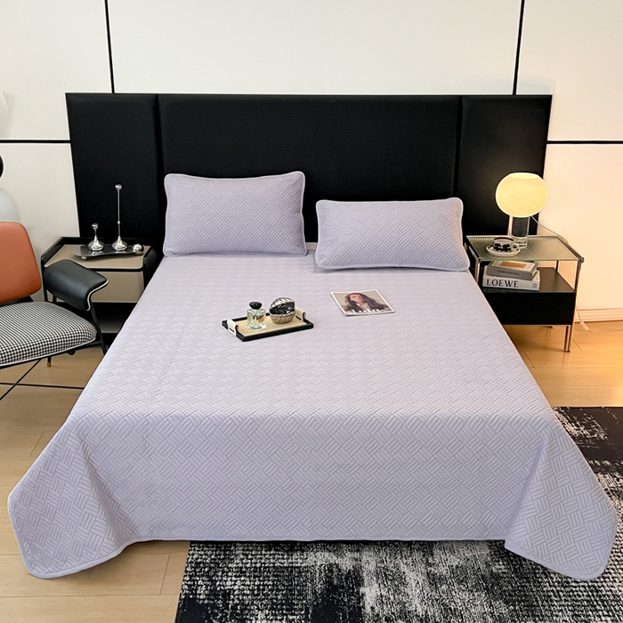 茉夕家纺 2025新款云朵系列棉+牛奶绒单床盖 床盖单件 云朵-柔雾紫