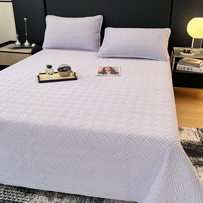 91家纺网 家纺一手货源 找家纺 茉夕家纺 2025新款云朵系列棉+牛奶绒单床盖 床盖单件 云朵-柔雾紫