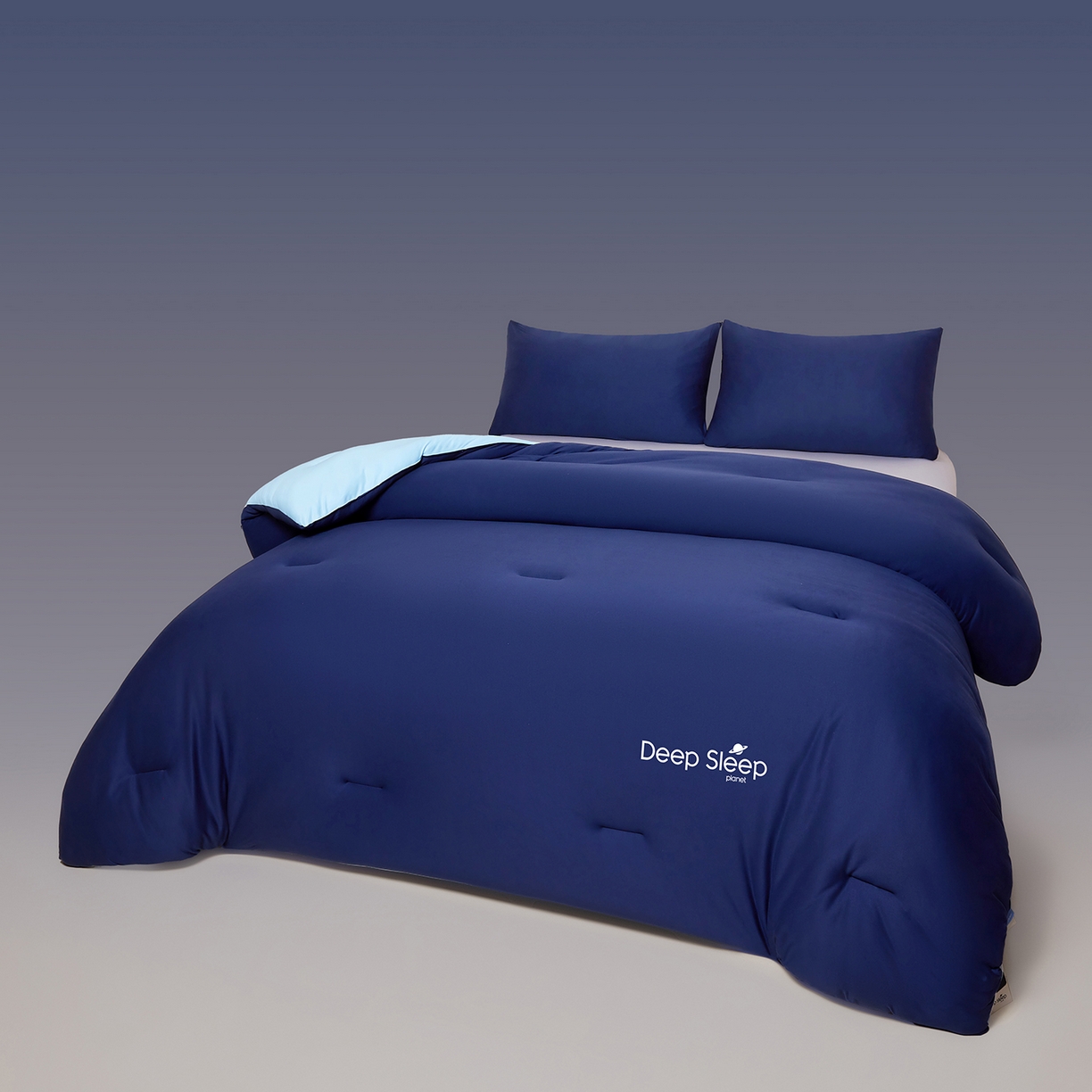 91家纺网 家纺一手货源 找家纺 老帅的工厂店 2025新款深睡星球针织棉控温被pro被子被芯 深睡蓝