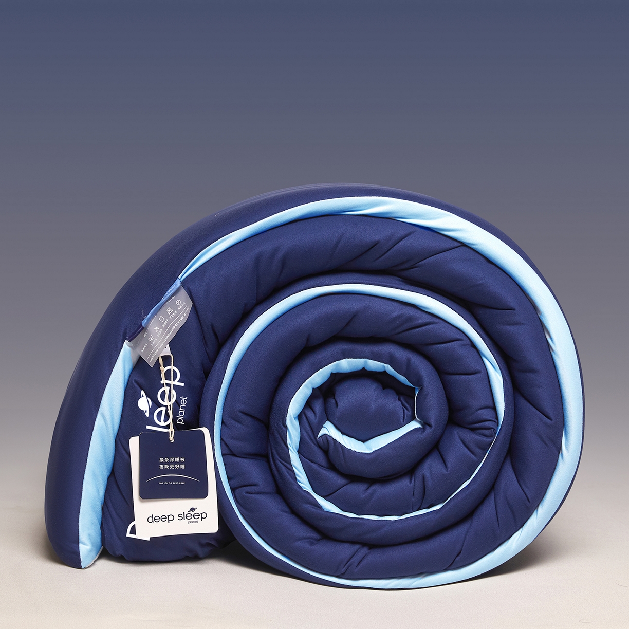 91家纺网 家纺一手货源 找家纺 老帅的工厂店 2025新款深睡星球针织棉控温被pro被子被芯 深睡蓝