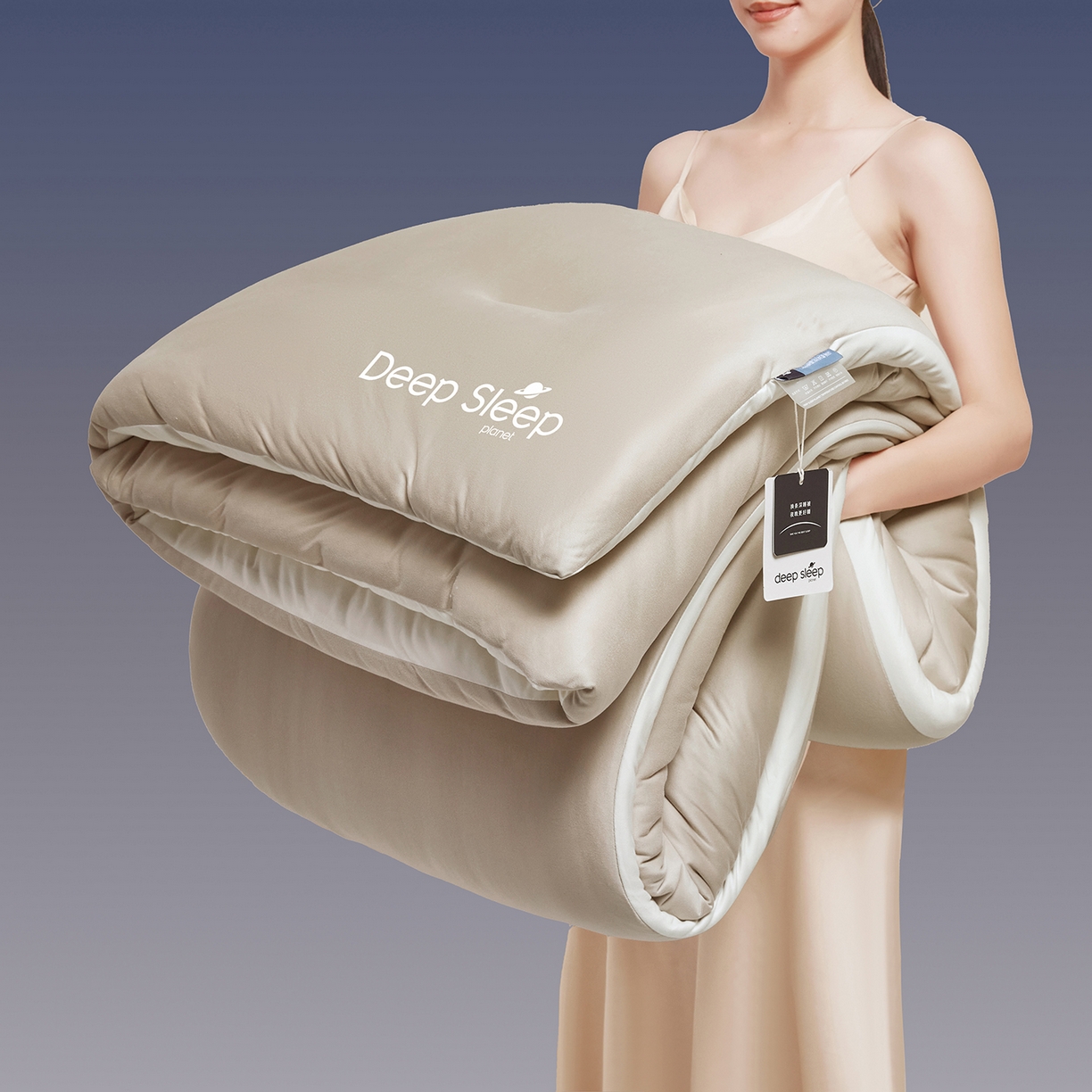 91家纺网 家纺一手货源 找家纺 老帅的工厂店 2025新款深睡星球针织棉控温被pro被子被芯 杏仁咖