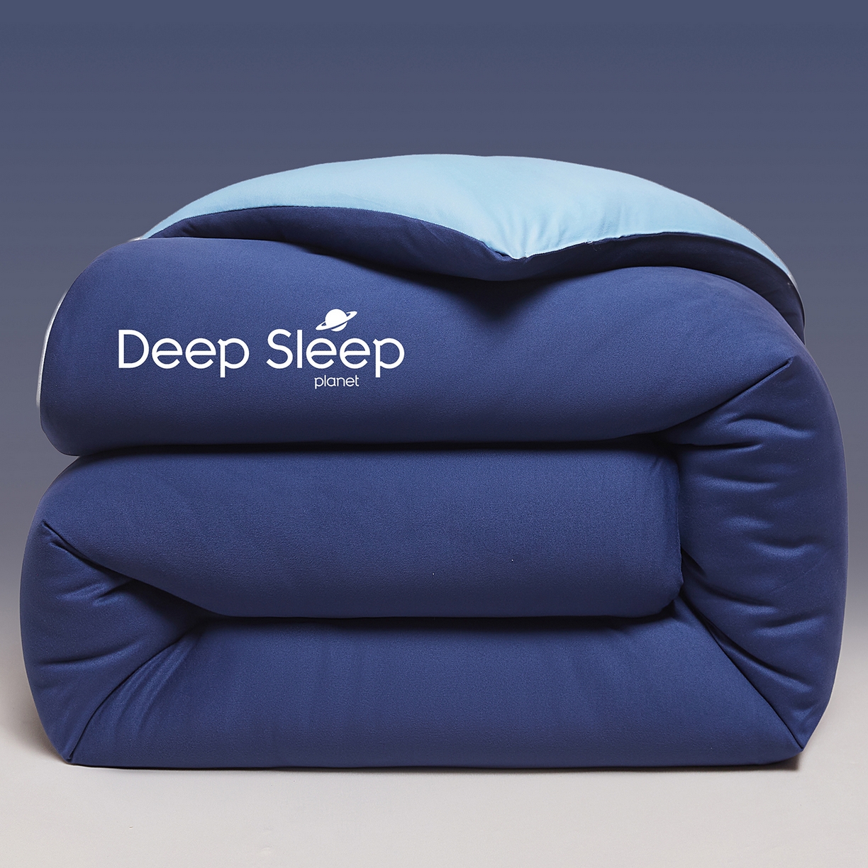 91家纺网 家纺一手货源 找家纺 老帅的工厂店 2025新款深睡星球针织棉控温被pro被子被芯 深睡蓝