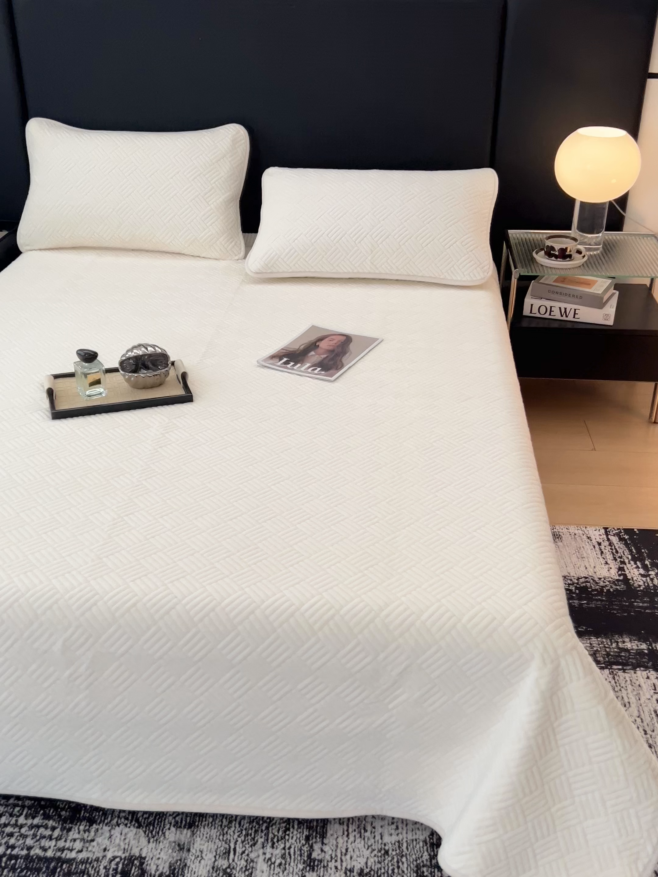 91家纺网 家纺一手货源 找家纺 茉夕家纺 2025新款云朵系列棉+牛奶绒单床盖 床盖单件 云朵-月光白