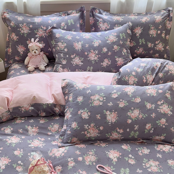 91家纺网 家纺一手货源 找家纺 拾物记 2025新款A类12868全棉纯棉单枕套枕套单件-提供买家秀和质检报告 幸福花儿-紫