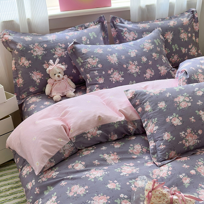 91家纺网 家纺一手货源 找家纺 拾物记 2025新款A类12868全棉纯棉单枕套枕套单件-提供买家秀和质检报告 幸福花儿-紫