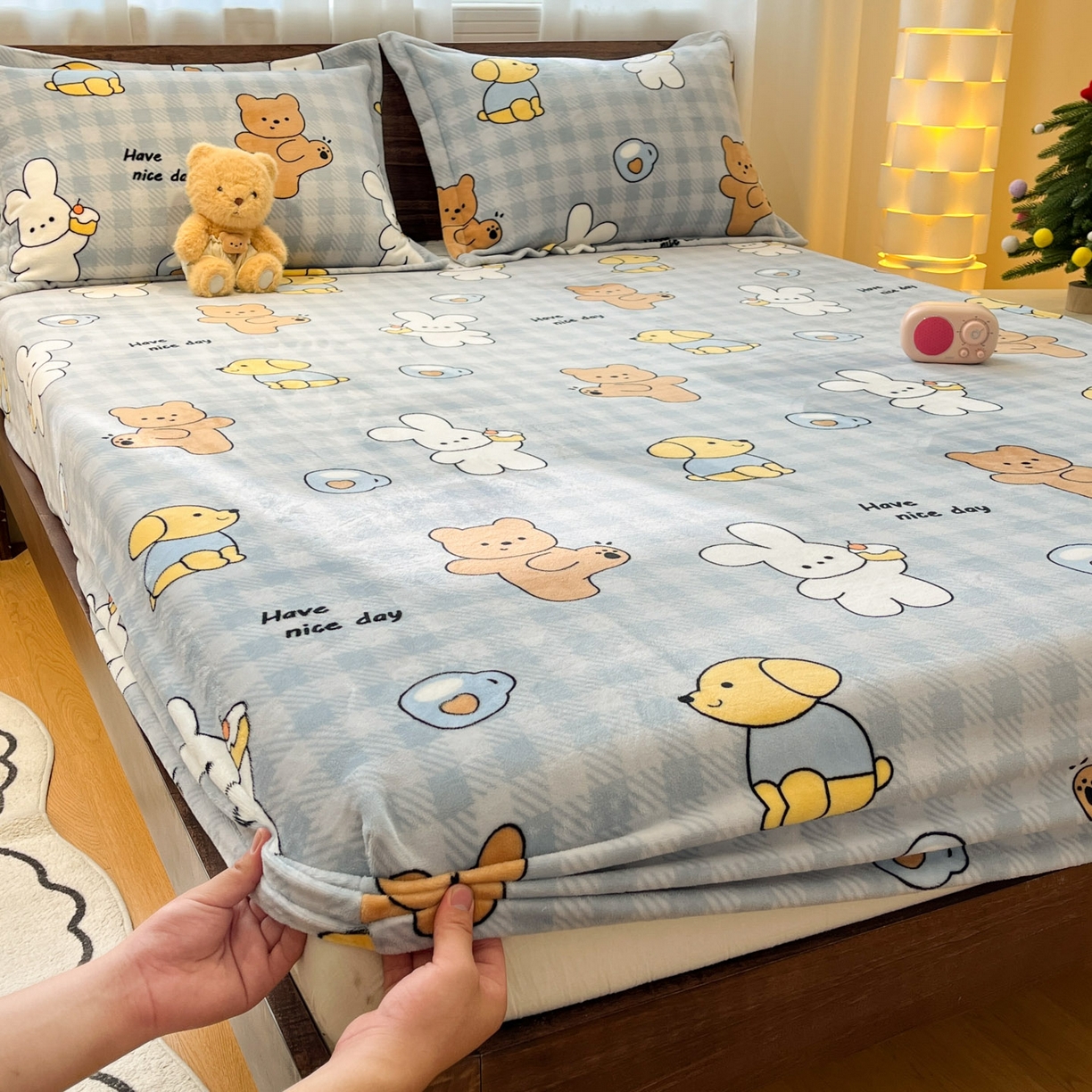 91家纺网 家纺一手货源 找家纺 （总）寻米 2025新款加厚牛奶绒印花床笠-大床牛奶绒床笠一号