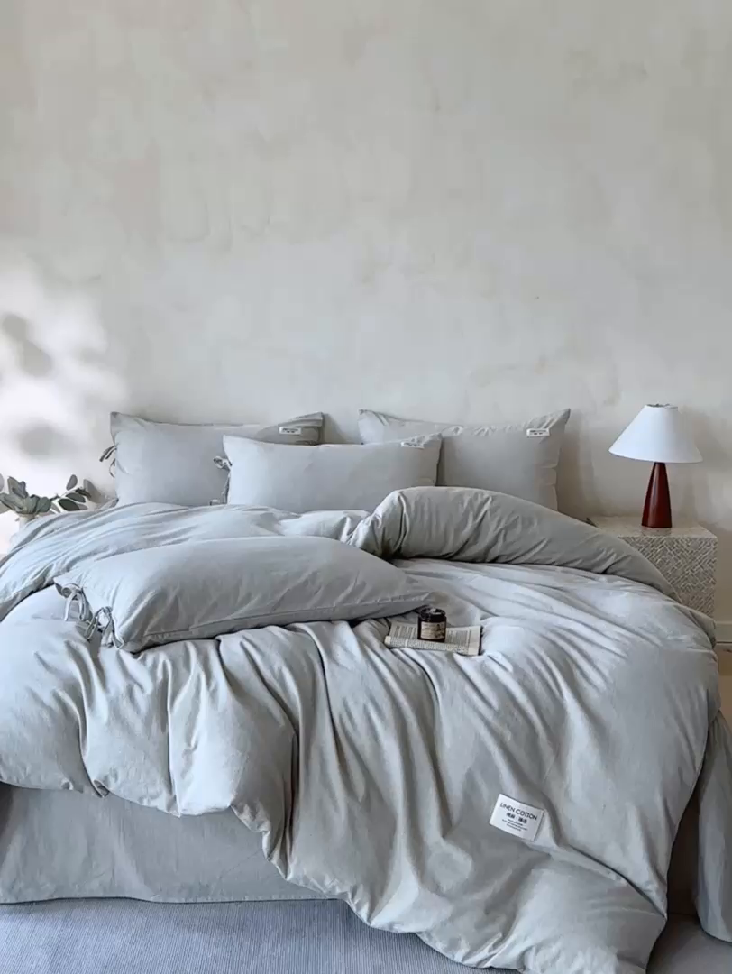 91家纺网 家纺一手货源 找家纺 涵宸家纺 2025新款色织棉麻四件套 原点-浅绿