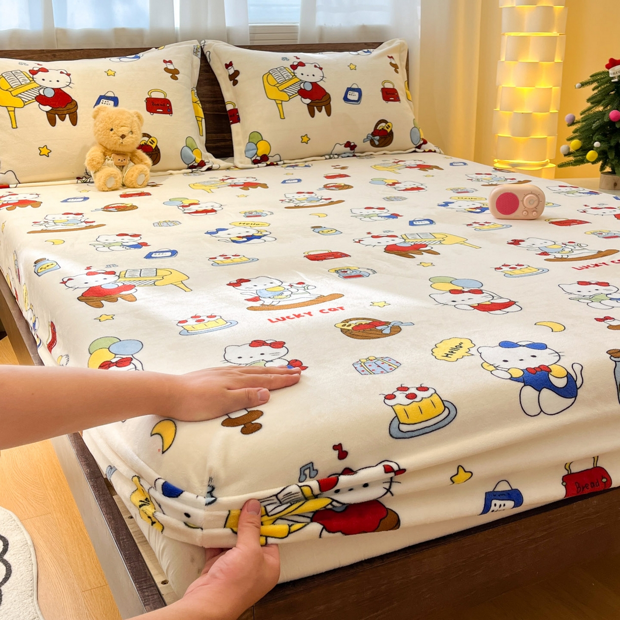 91家纺网 家纺一手货源 找家纺 （总）寻米 2025新款加厚牛奶绒印花床笠-大床牛奶绒床笠一号