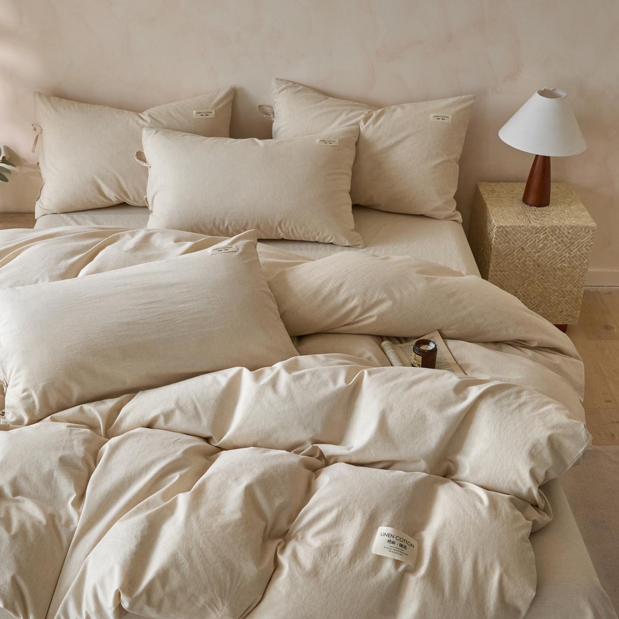 91家纺网 家纺一手货源 找家纺 （总）涵宸家纺 2025新款色织棉麻四件套系列-单被套