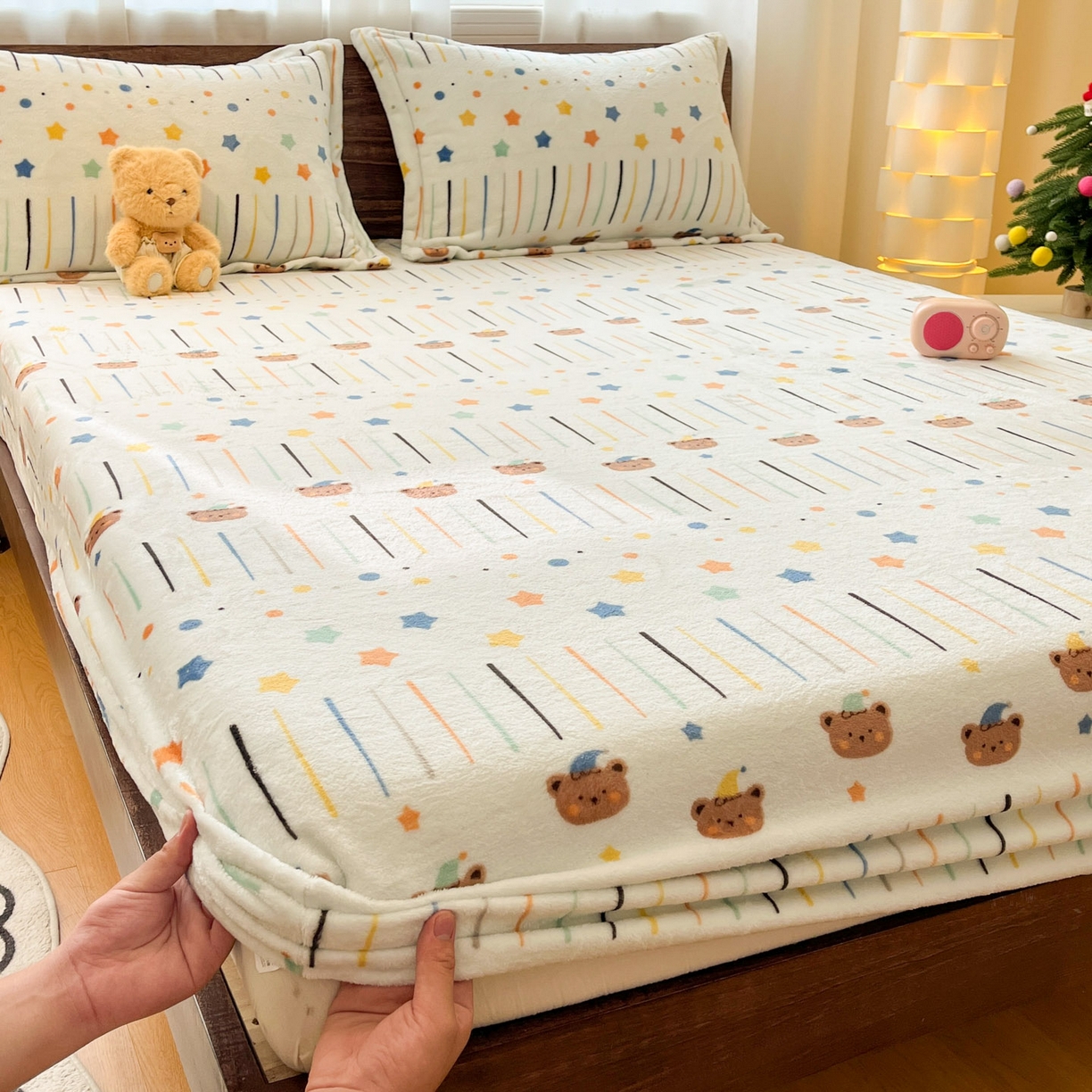 91家纺网 家纺一手货源 找家纺 寻米 2025新款加厚牛奶绒印花床笠-大床牛奶绒床笠一号 橘子汽水