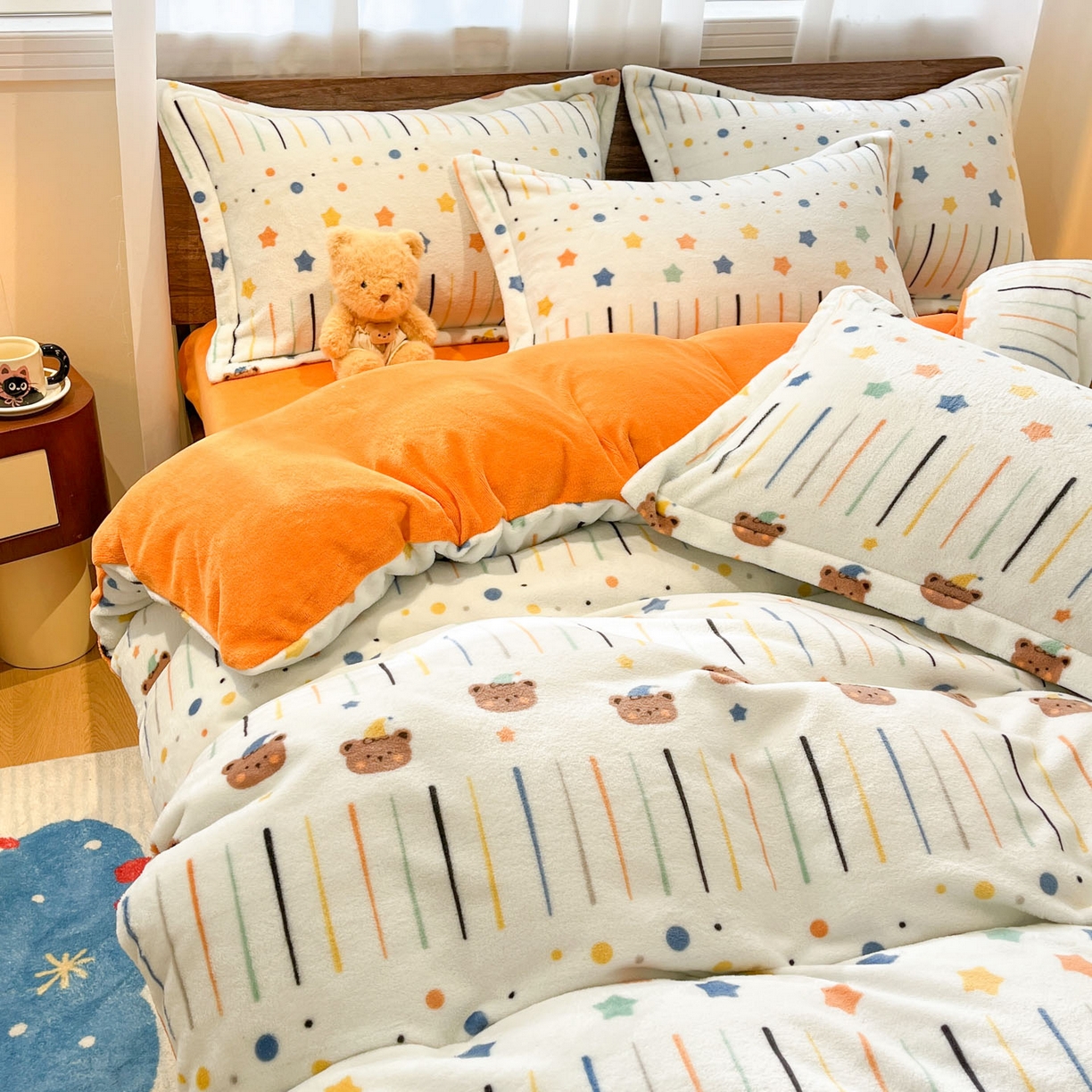 91家纺网 家纺一手货源 找家纺 寻米 2025新款加厚牛奶绒印花床笠-大床牛奶绒床笠一号 橘子汽水