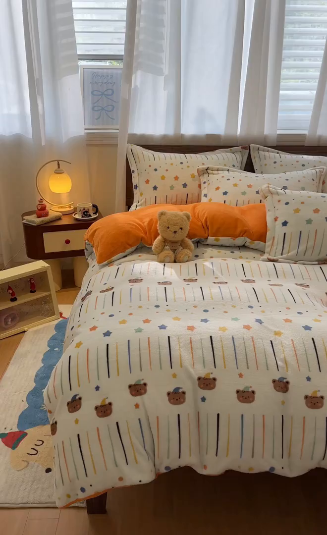 91家纺网 家纺一手货源 找家纺 寻米 2025新款加厚牛奶绒印花床笠-大床牛奶绒床笠一号 橘子汽水