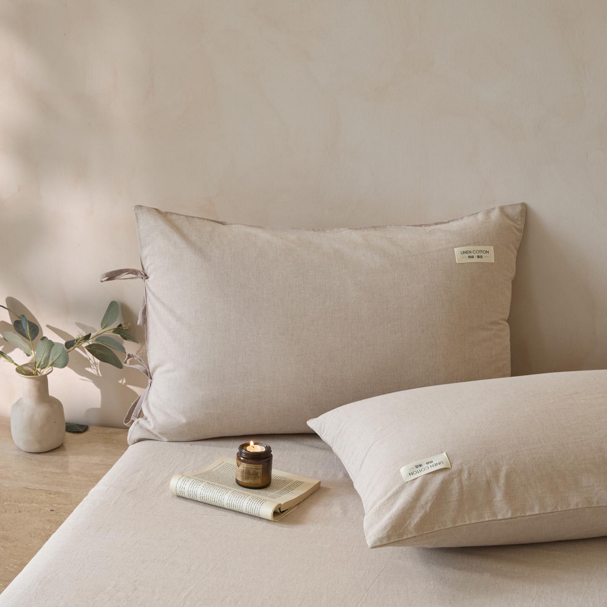 91家纺网 家纺一手货源 找家纺 涵宸家纺 2025新款色织棉麻四件套系列-单被套 原点-浅驼