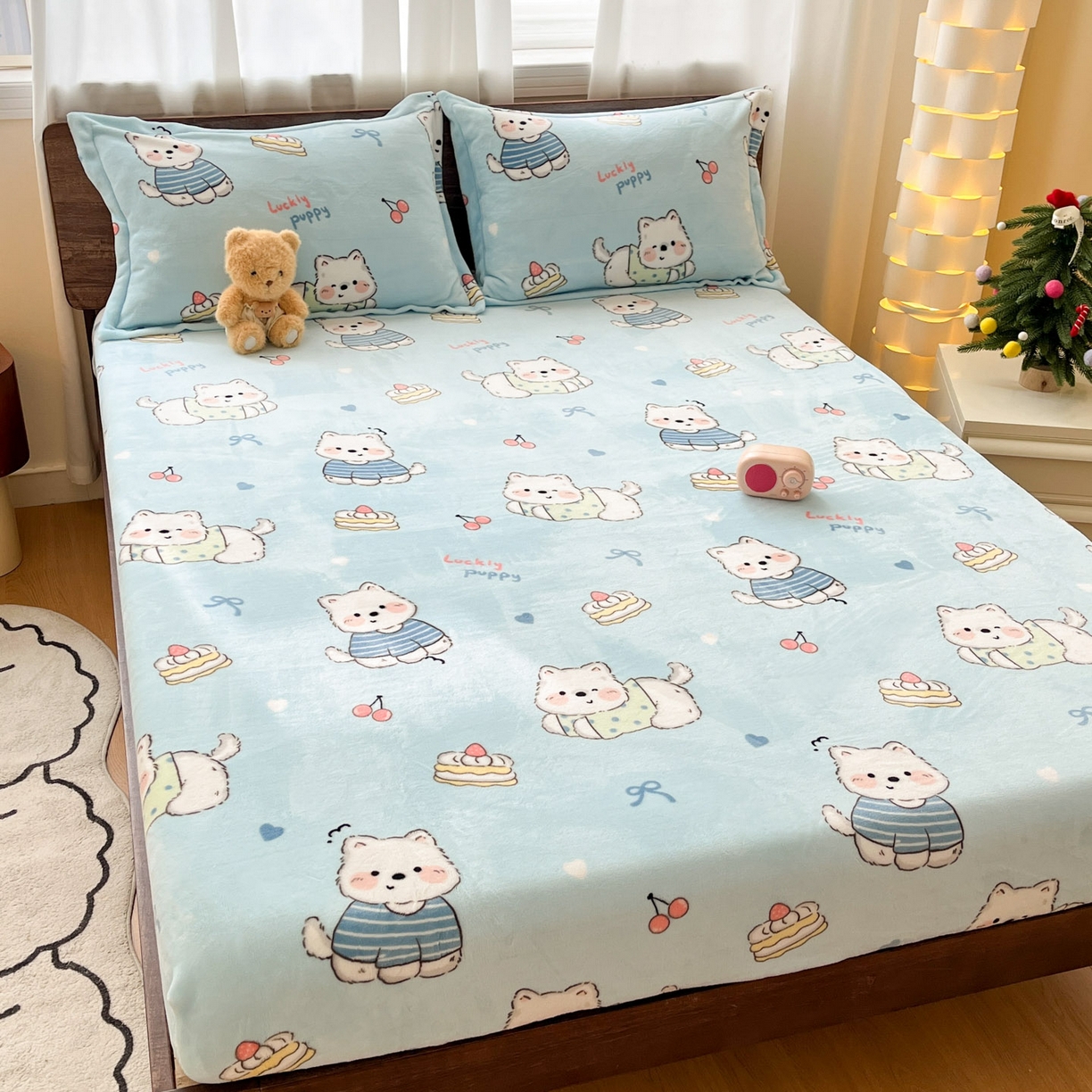 91家纺网 家纺一手货源 找家纺 寻米 2025新款加厚牛奶绒印花床笠-大床牛奶绒床笠一号 可爱帕尼尼