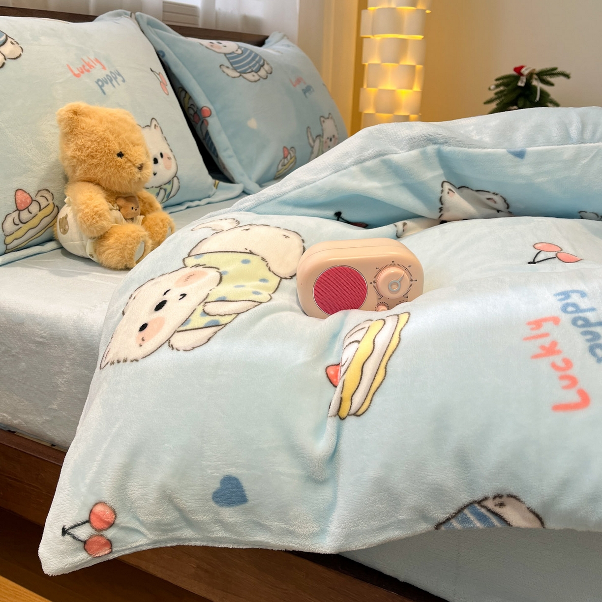 91家纺网 家纺一手货源 找家纺 寻米 2025新款加厚牛奶绒印花床笠-大床牛奶绒床笠一号 可爱帕尼尼