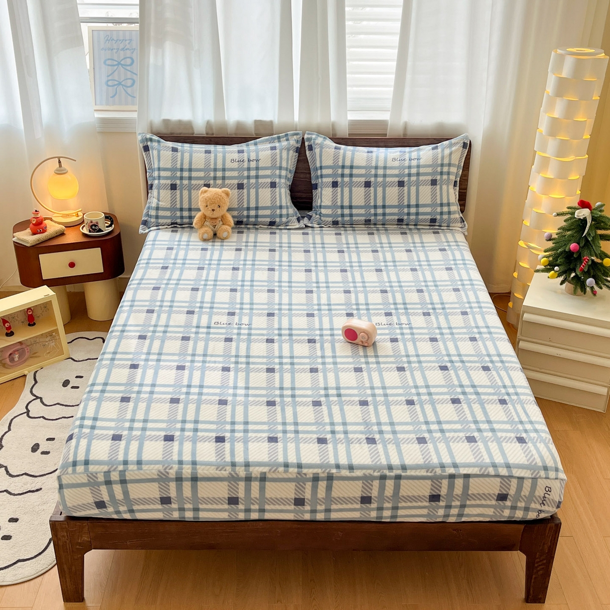 91家纺网 家纺一手货源 找家纺 寻米 2025新款加厚牛奶绒印花床笠-大床牛奶绒床笠一号 蓝色恋人