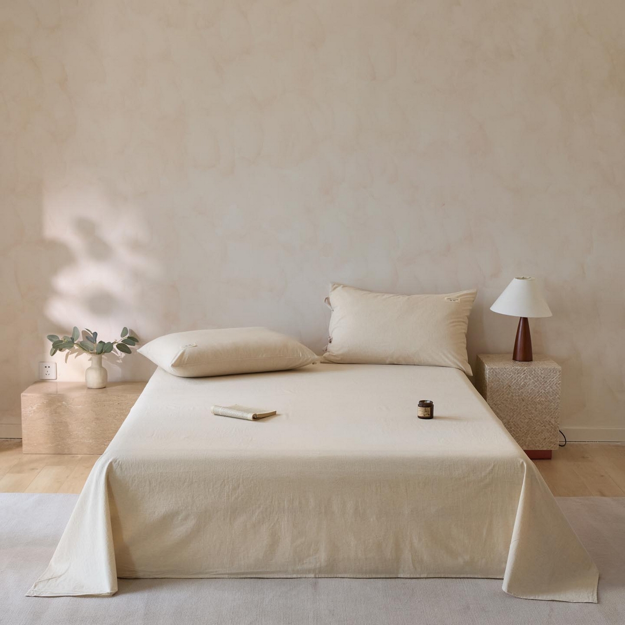 91家纺网 家纺一手货源 找家纺 涵宸家纺 2025新款色织棉麻四件套系列-单床单 棉麻-本色