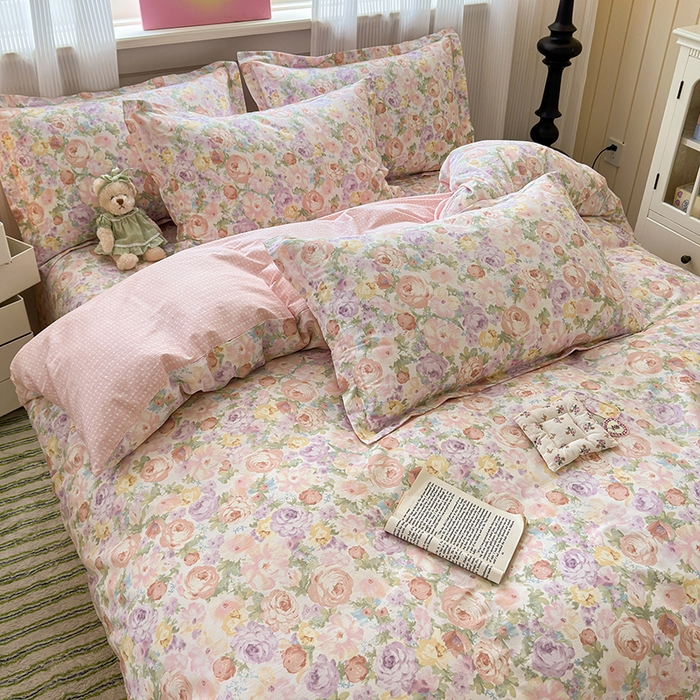 91家纺网 家纺一手货源 找家纺 拾物记 2025新款A类12868全棉纯棉四件套-提供买家秀和质检报告 悦下花影