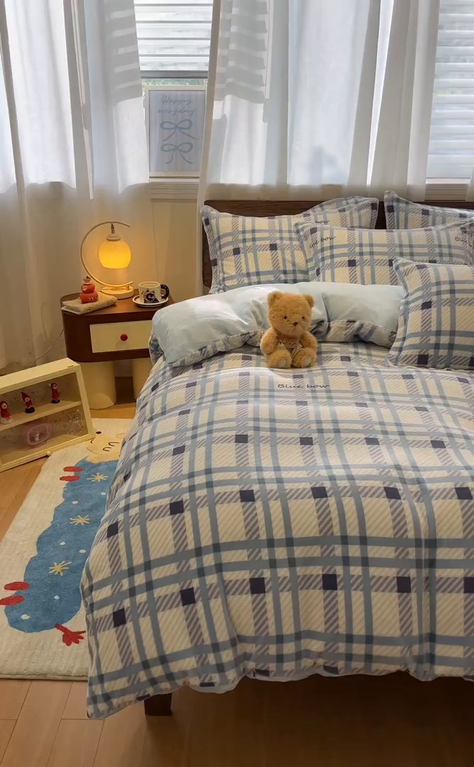 91家纺网 家纺一手货源 找家纺 寻米 2025新款加厚牛奶绒印花床笠-大床牛奶绒床笠一号 蓝色恋人