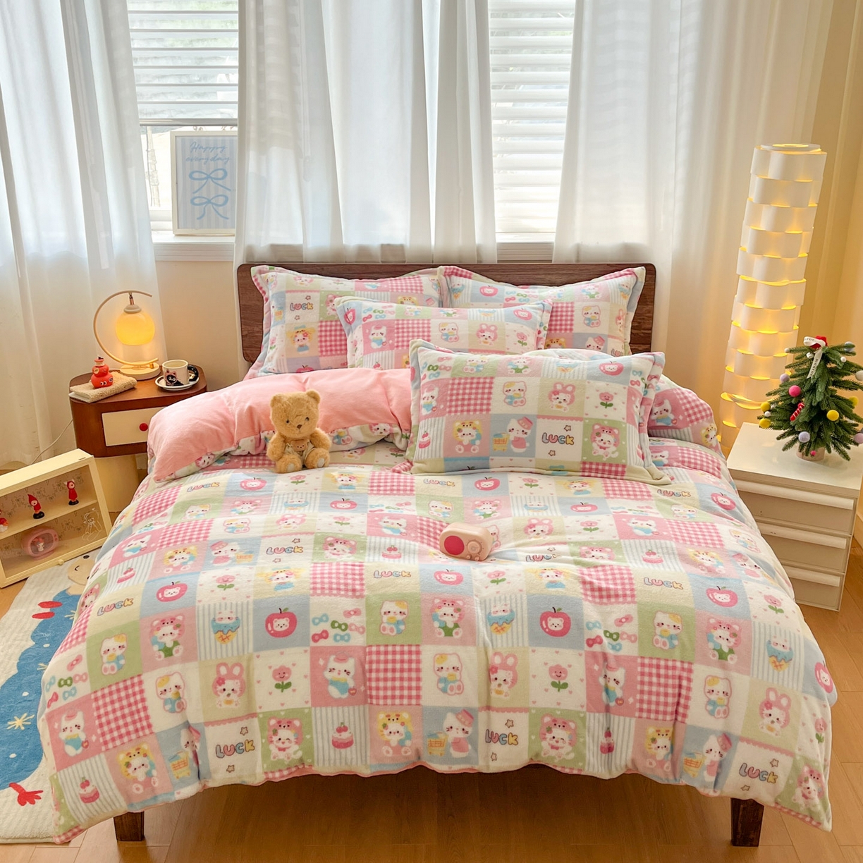 91家纺网 家纺一手货源 找家纺 寻米 2025新款加厚牛奶绒印花床笠-大床牛奶绒床笠一号 恋爱日记