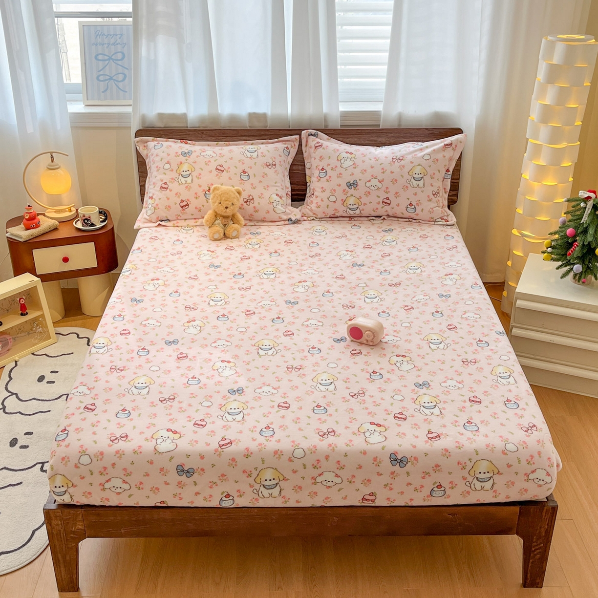 91家纺网 家纺一手货源 找家纺 寻米 2025新款加厚牛奶绒印花床笠-大床牛奶绒床笠一号 玫瑰甜心