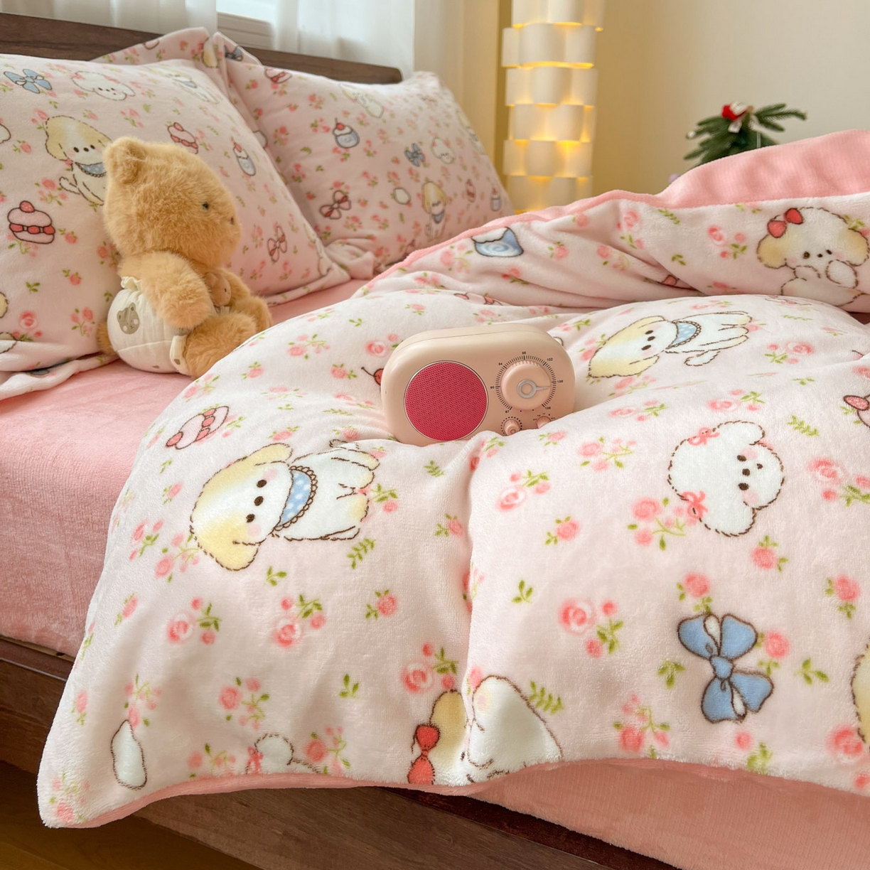 91家纺网 家纺一手货源 找家纺 寻米 2025新款加厚牛奶绒印花床笠-大床牛奶绒床笠一号 玫瑰甜心