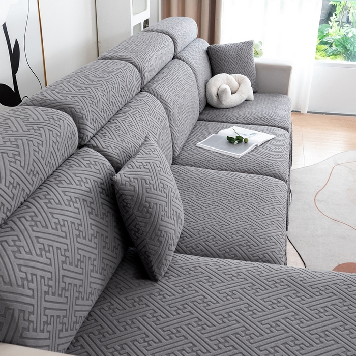 91家纺网 家纺一手货源 找家纺 沐沐家纺 2026新款亲肤舒适雅致裙边沙发笠单品沙发笠单件沙发笠 深空灰