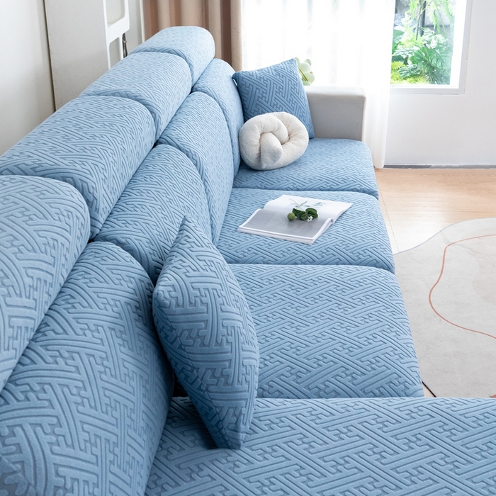 91家纺网 家纺一手货源 找家纺 沐沐家纺 2026新款亲肤舒适雅致裙边沙发笠单品沙发笠单件沙发笠 孔雀蓝