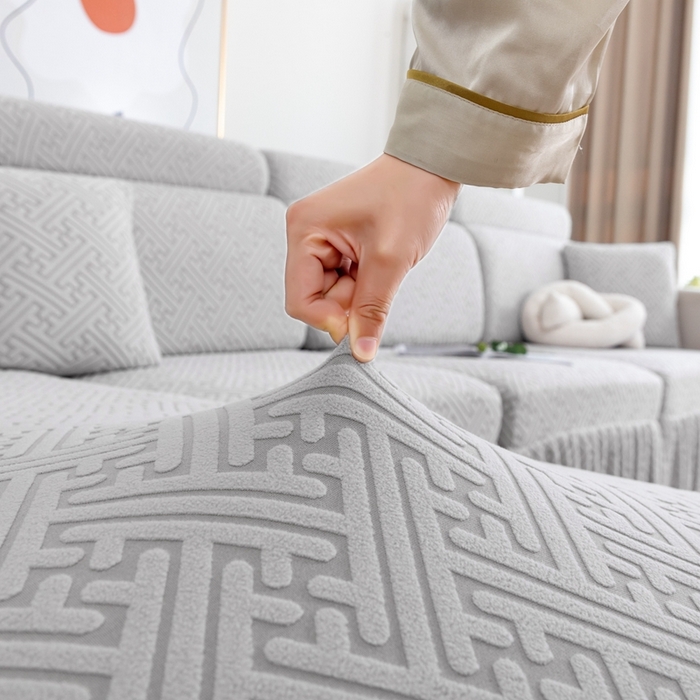 91家纺网 家纺一手货源 找家纺 沐沐家纺 2026新款亲肤舒适雅致裙边沙发笠单品沙发笠单件沙发笠 浅灰