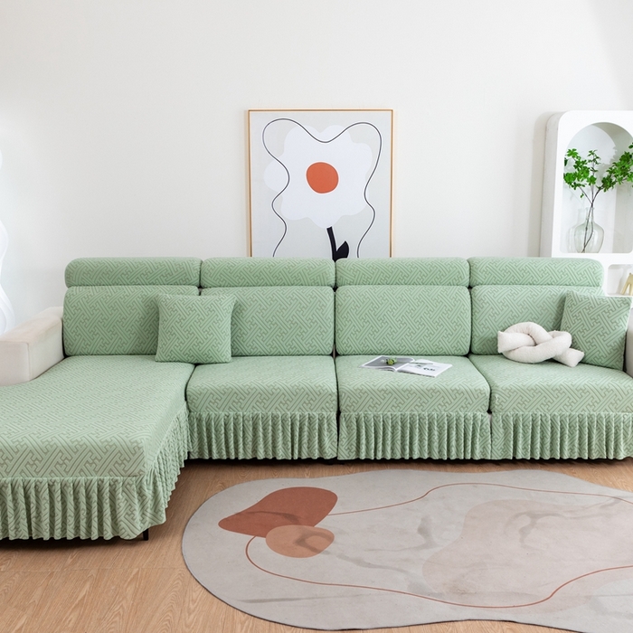 91家纺网 家纺一手货源 找家纺 （总）沐沐家纺 2025新款亲肤舒适雅致裙边沙发笠单品沙发笠单件沙发笠