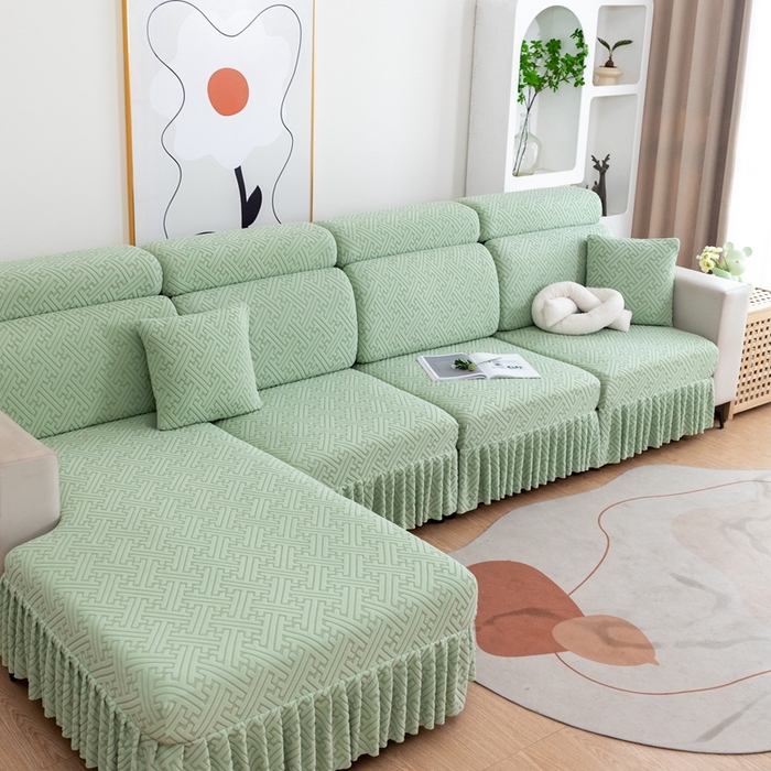 91家纺网 家纺一手货源 找家纺 （总）沐沐家纺 2025新款亲肤舒适雅致裙边沙发笠单品沙发笠单件沙发笠