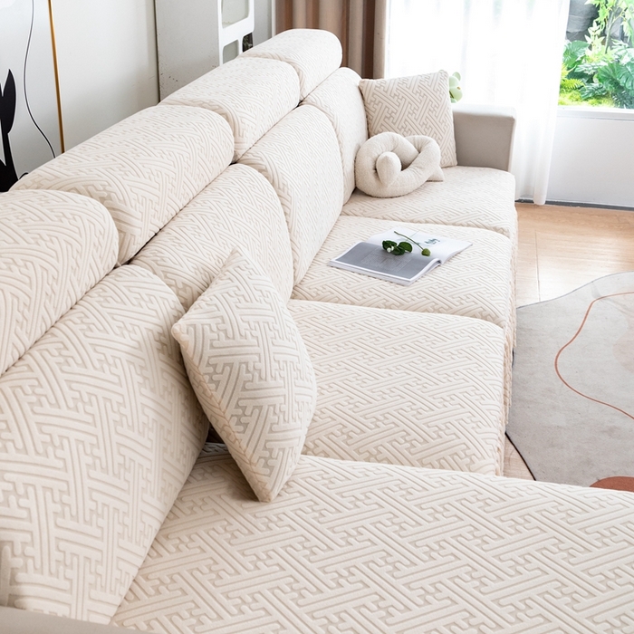 91家纺网 家纺一手货源 找家纺 沐沐家纺 2026新款亲肤舒适雅致裙边沙发笠单品沙发笠单件沙发笠 亚麻白